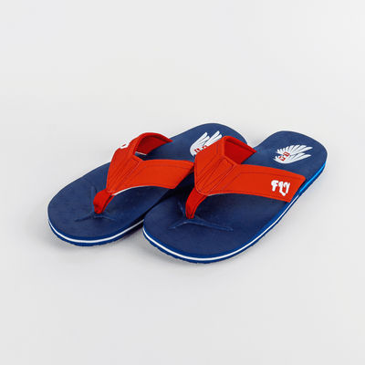 Stylish and patriotic The Gringos flip flops in Red, White, and Blue, perfect for showcasing your FLY spirit